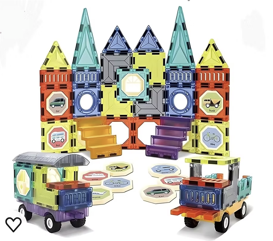 Megnetic building tiles and stem toy block 71 pieces set