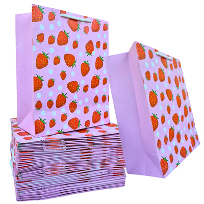 Strawberry Design Gift Bags 8X10X4 Inch